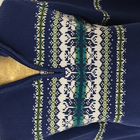 Croft & Barrow Medium Nordic Fair Isle Cotton Blend 1/4 Zip Mock Neck Sweater - Picture 2 of 12